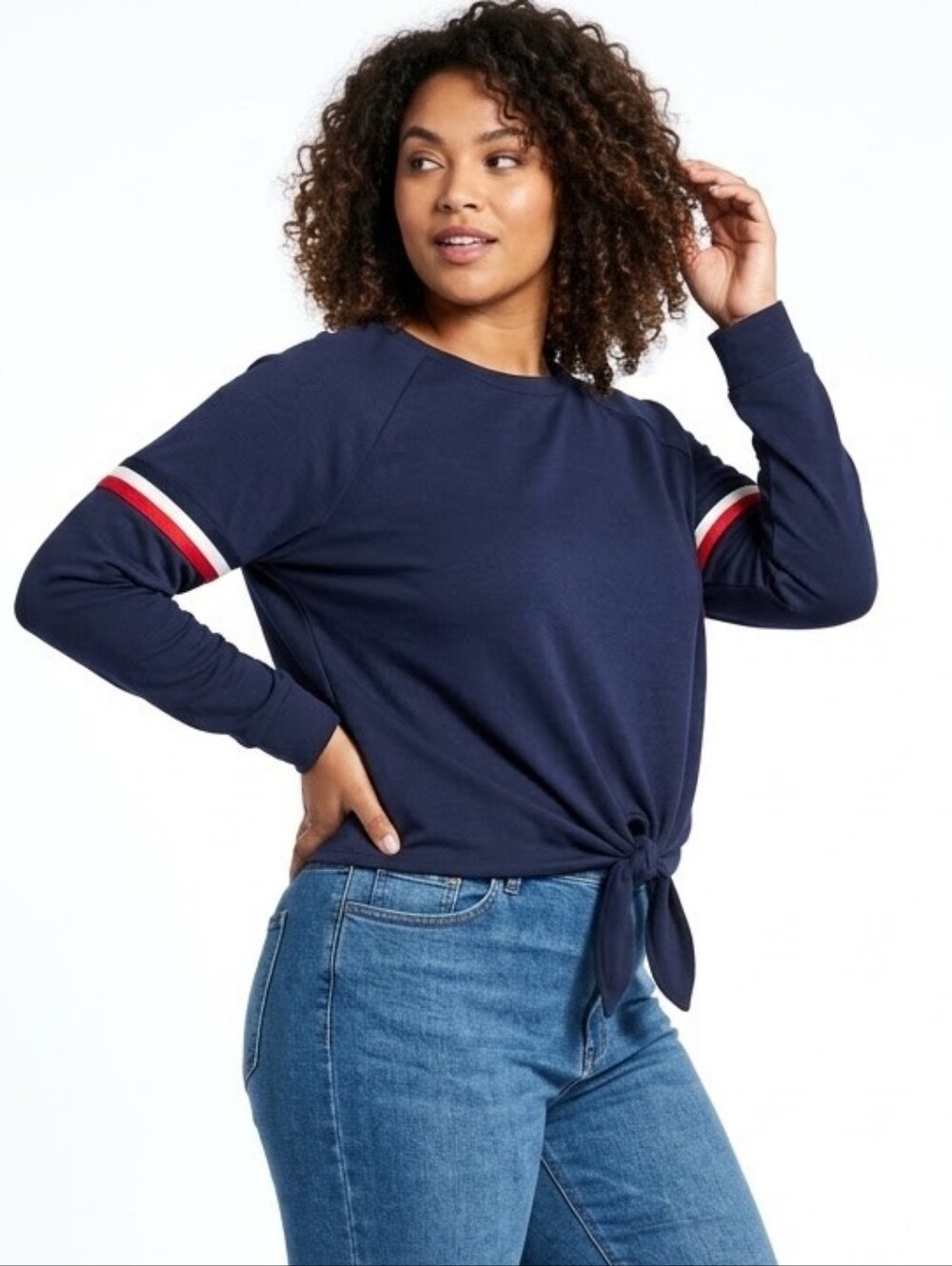 Pink Rose Navy Top with Multicolor Accents